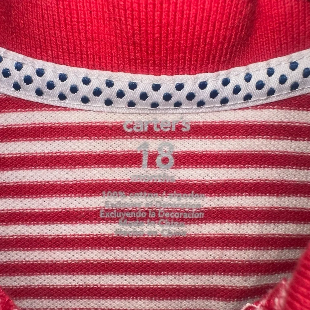 Carter’s Girls Red Striped Flower Butterfly Dress Size 18 Months